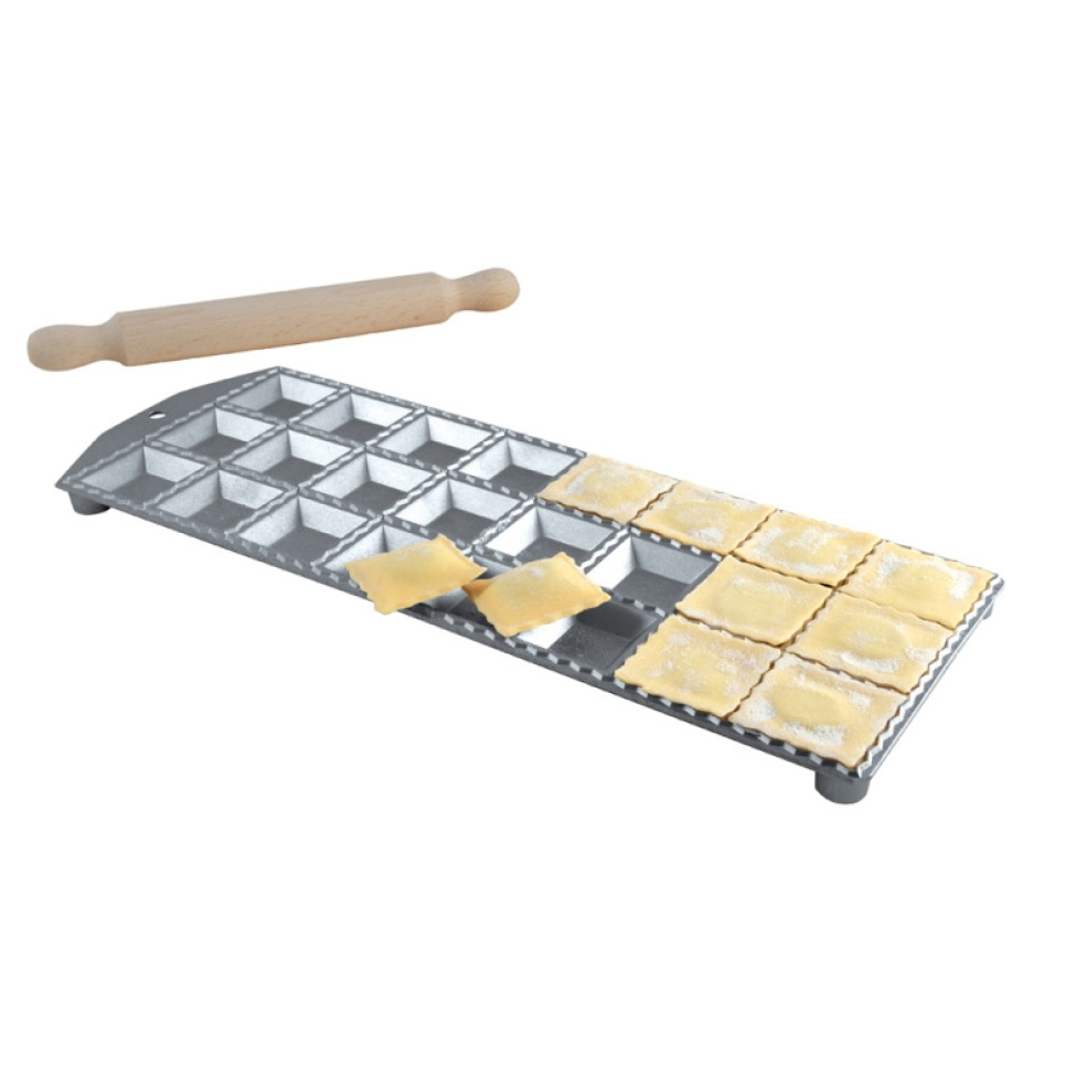 Moule à ravioli avec rouleau à pâtisserie, 24 pièces carrées - Eppicotispai dans le groupe Électroménager / Autre Électroménager / Machines à pâtes l\'adresse The Kitchen Lab (1524-29475)