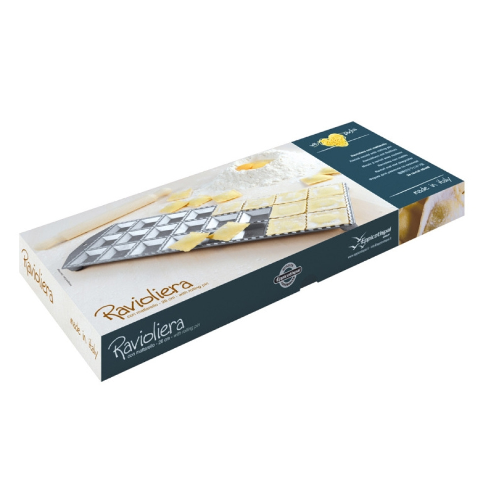 Moule à ravioli avec rouleau à pâtisserie, 24 pièces carrées - Eppicotispai