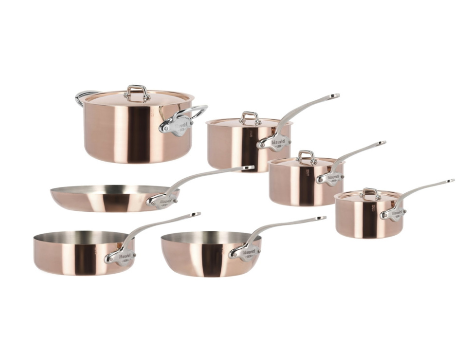 Batterie de Cuisine avec Couvercles, 10 Pièces, Cuivre/Acier Inoxydable - Mauviel dans le groupe Cuisine / Casseroles et poêles / Poêles l\'adresse The Kitchen Lab (1544-35956)