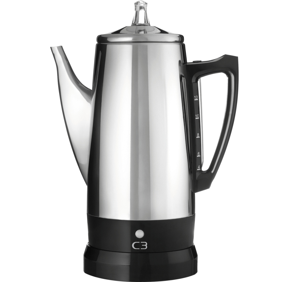 Percolateur, Acier Inoxydable Brossé, 12 Tasses – C3 dans le groupe Thé et café / Café moulu / Machine à café l\'adresse The Kitchen Lab (1576-31137)