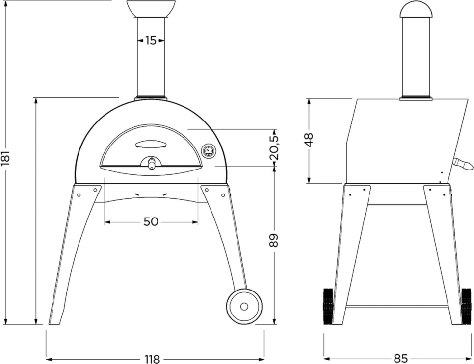 Four à pizza, à bois, Ciao - Alfa Forni - Grey, Four et socle