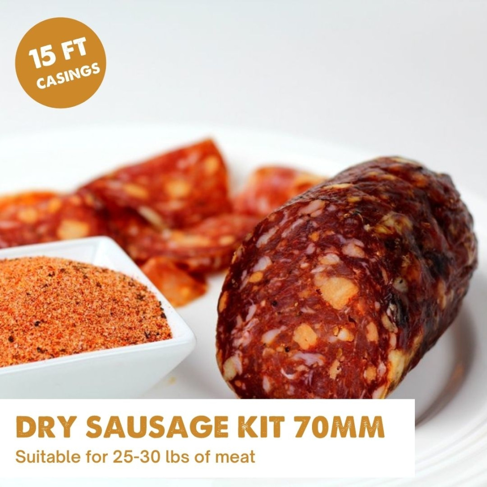 Kit saucisse sèche, boyaux pour charcuterie, 70 mm - Umai