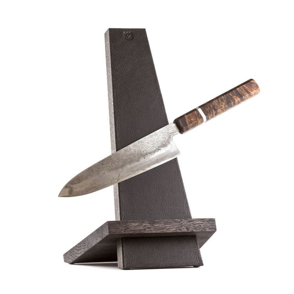 Porte-couteaux fait main, chêne et cuir - Piotr The Bear dans le groupe Cuisine / Couteaux de cuisine / Rangement pour couteaux / Porte-couteaux l\'adresse The Kitchen Lab (1593-22069)