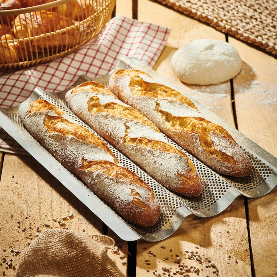 Plaque de baguette en acier inoxydable, 40 x 24,5 cm - de Buyer