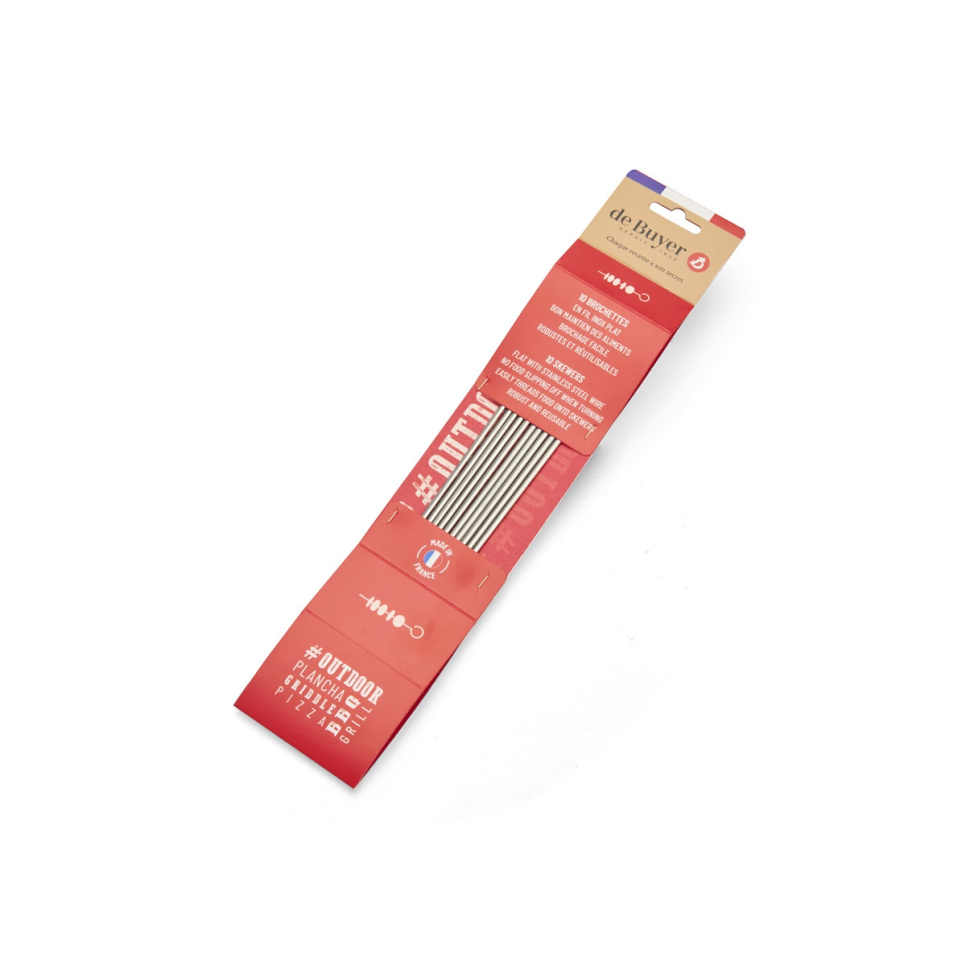 Brochettes plates en acier inoxydable, 10 pack - de Buyer