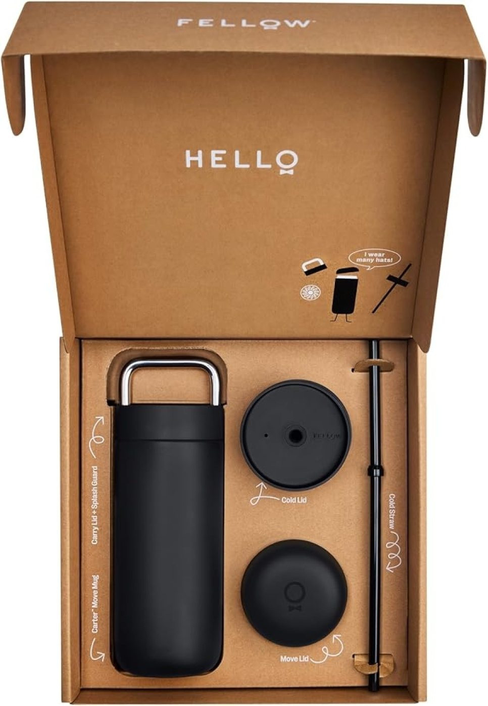 Thermos, Carter 3 in 1 Sip System, Noir mat 16oz - Fellow