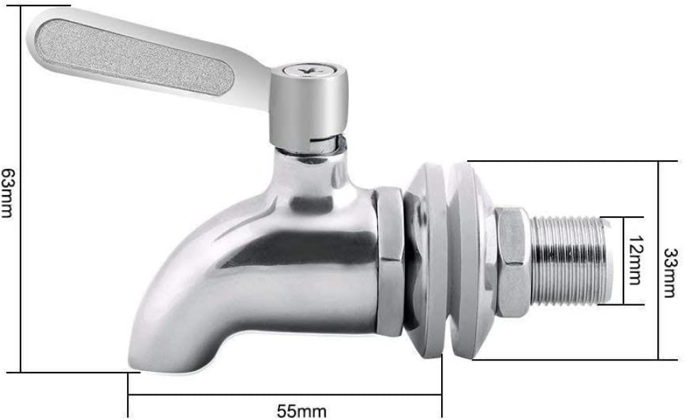 Robinet en inox, 12 mm