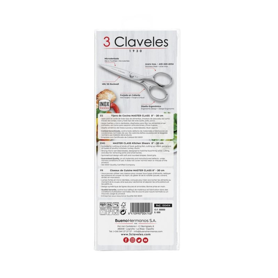 Ciseaux de cuisine 20 cm, Class - 3 Claveles