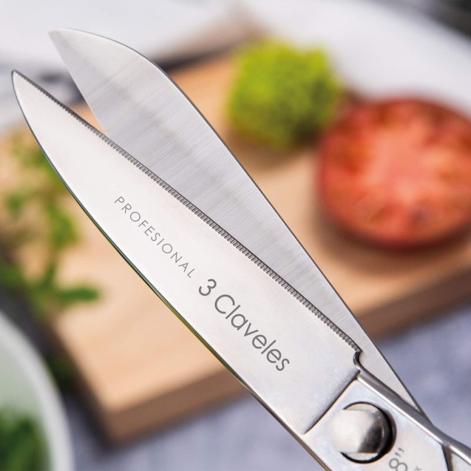 Ciseaux de cuisine en acier inoxydable, Professional - 3 Claveles - 20 cm