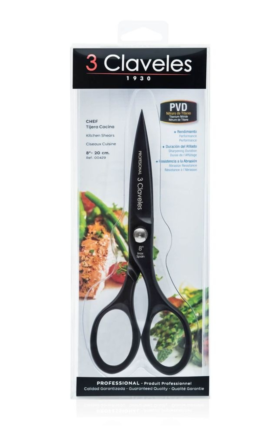 Ciseaux de cuisine 20 cm, Chef, noir - 3 Claveles