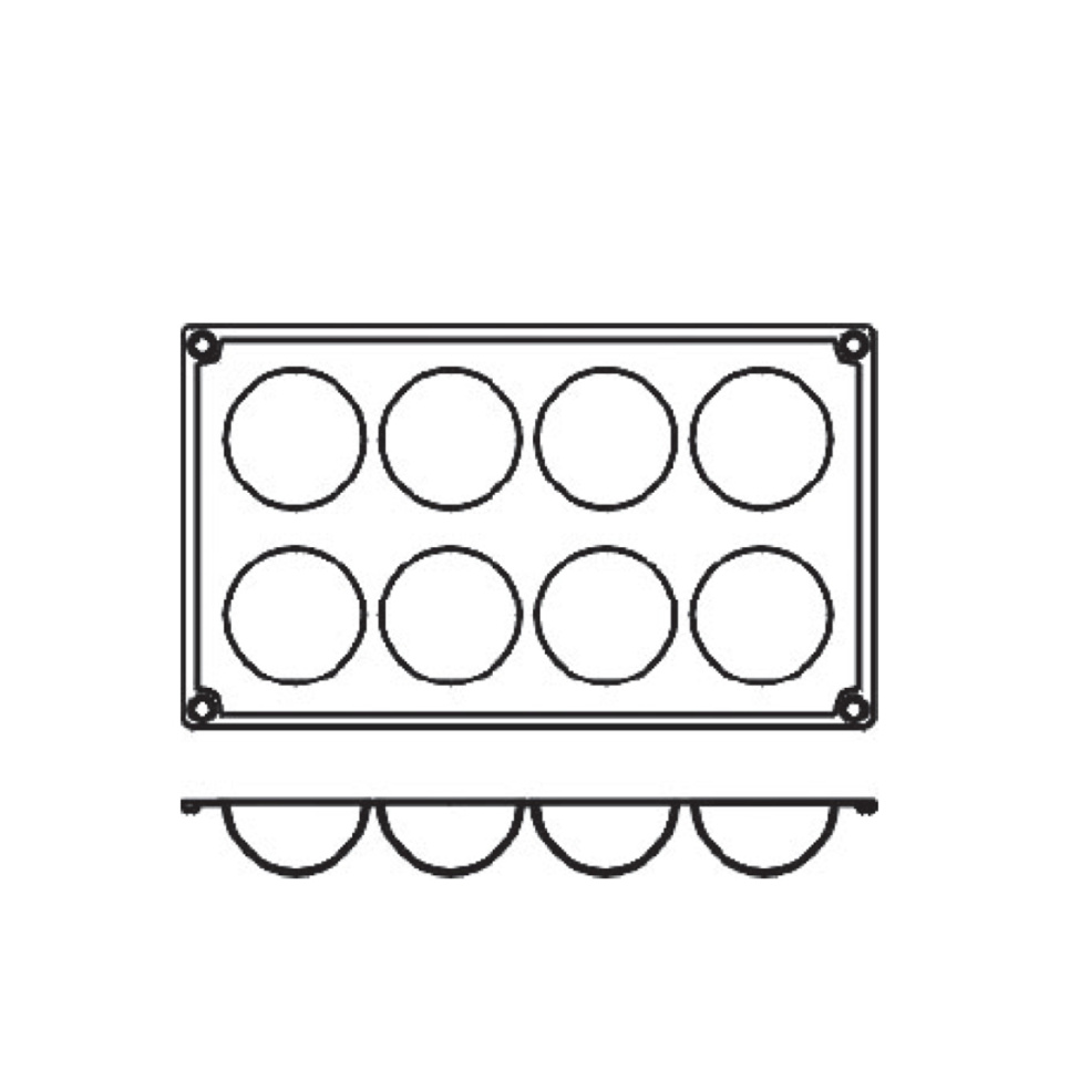 Moule à pâtisserie en silicone, demi-sphère, 8 pcs - Pavoni