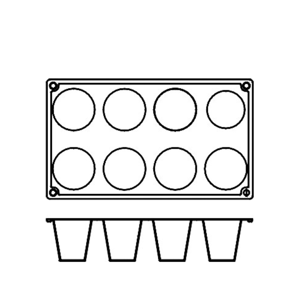 Moule à pâtisserie en silicone, cône, 8 pcs - Pavoni