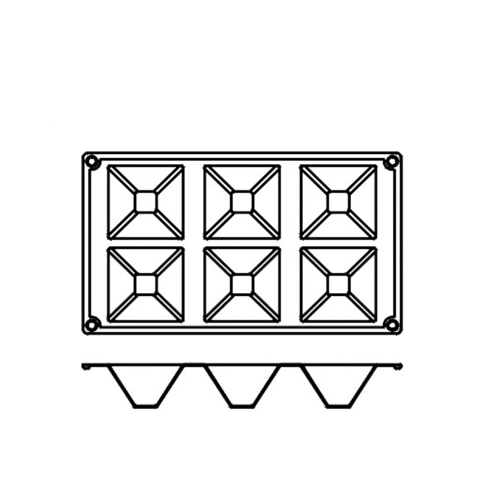 Moule à pâtisserie en silicone, pyramide, 6 pcs - Pavoni