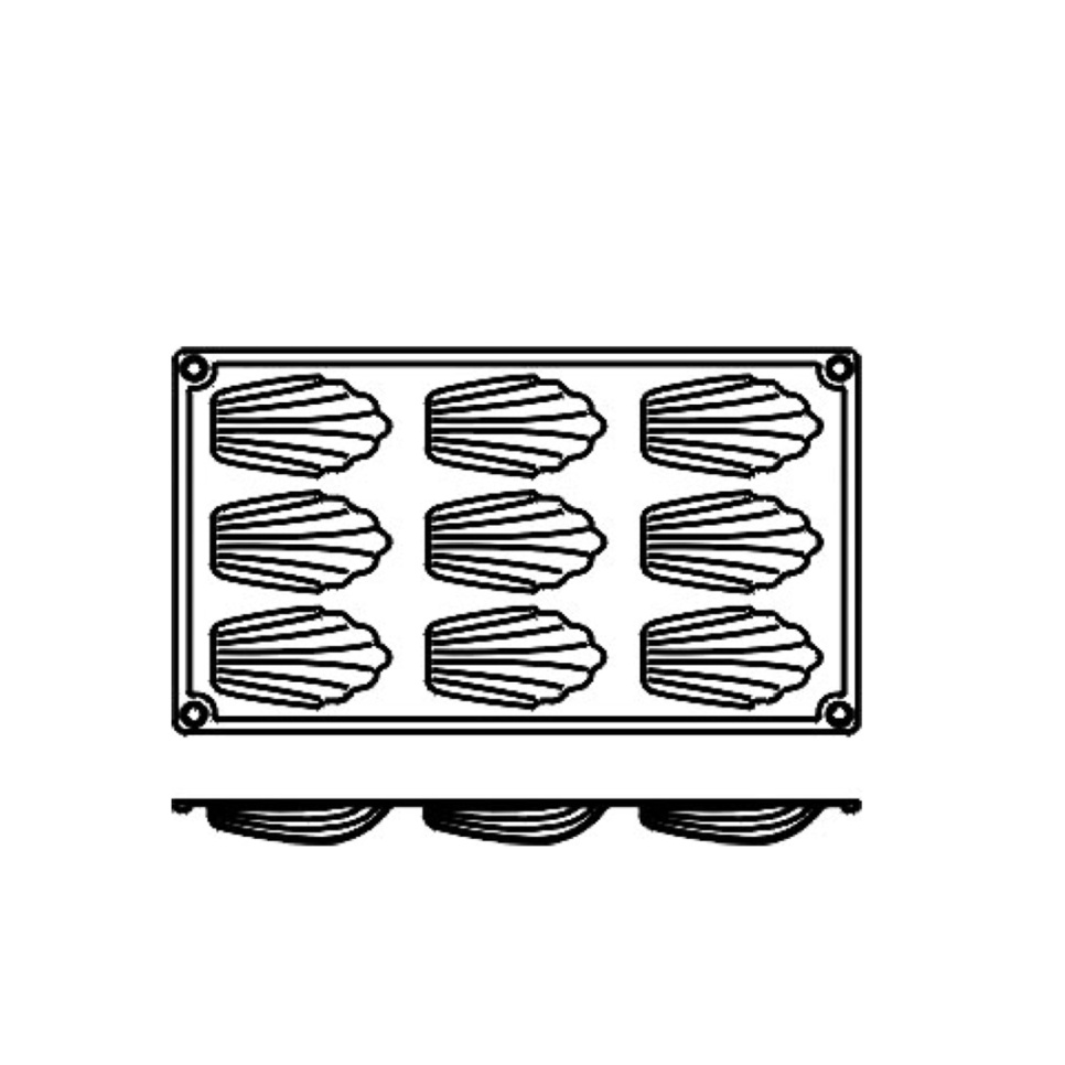Moule à pâtisserie en silicone, Madeleine, grand, 9 pcs - Pavoni