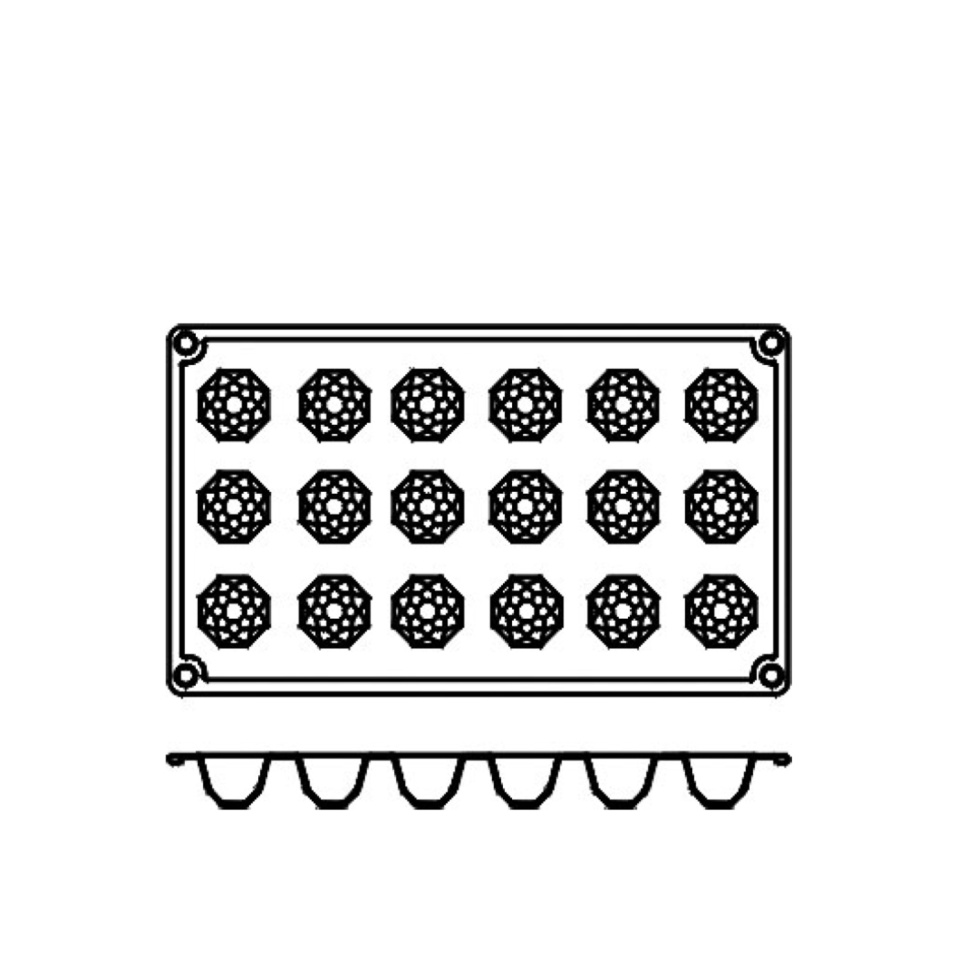 Moule à pâtisserie en silicone, diamant, 18 pcs - Pavoni