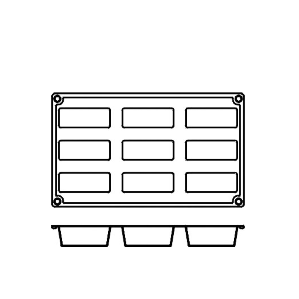 Moule à pâtisserie en silicone, rectangle, 9 pcs - Pavoni