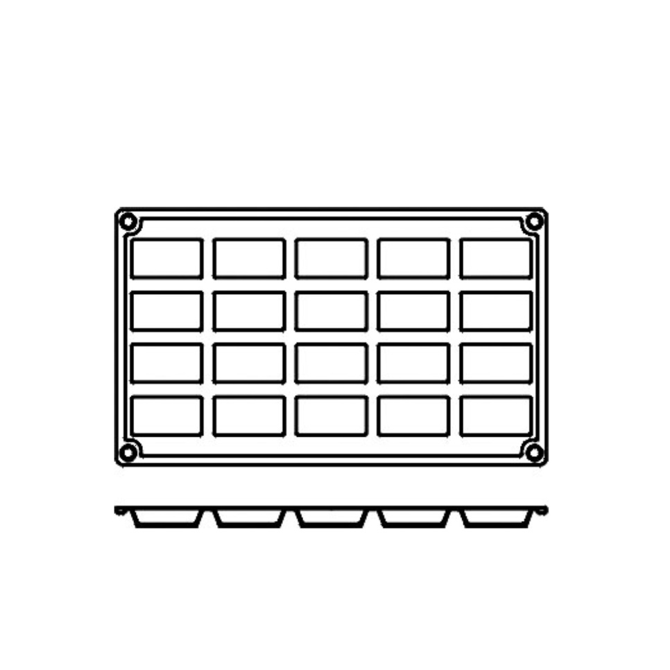 Moule à pâtisserie en silicone, rectangle, 20 pcs - Pavoni