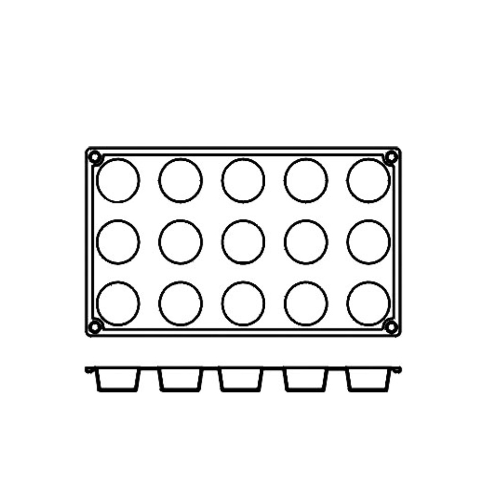 Moule à pâtisserie en silicone, cylindre, 15 pcs - Pavoni