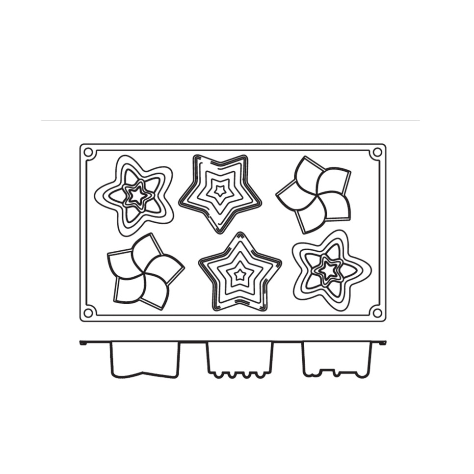 Moule à pâtisserie en silicone, poinsettia, 6 pcs - Pavoni