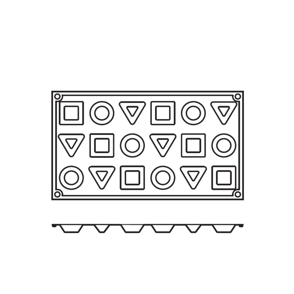 Moule à pâtisserie en silicone, rond, carré, triangle 18 pcs - Pavoni