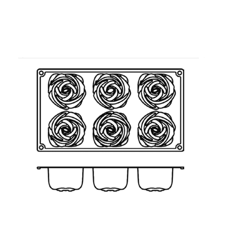 Moule à pâtisserie en silicone, rose, 6 pcs - Pavoni