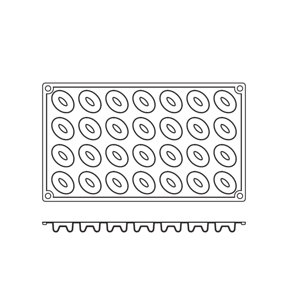 Moule à pâtisserie en silicone, petit Savarin ovale, 28 pcs - Pavoni
