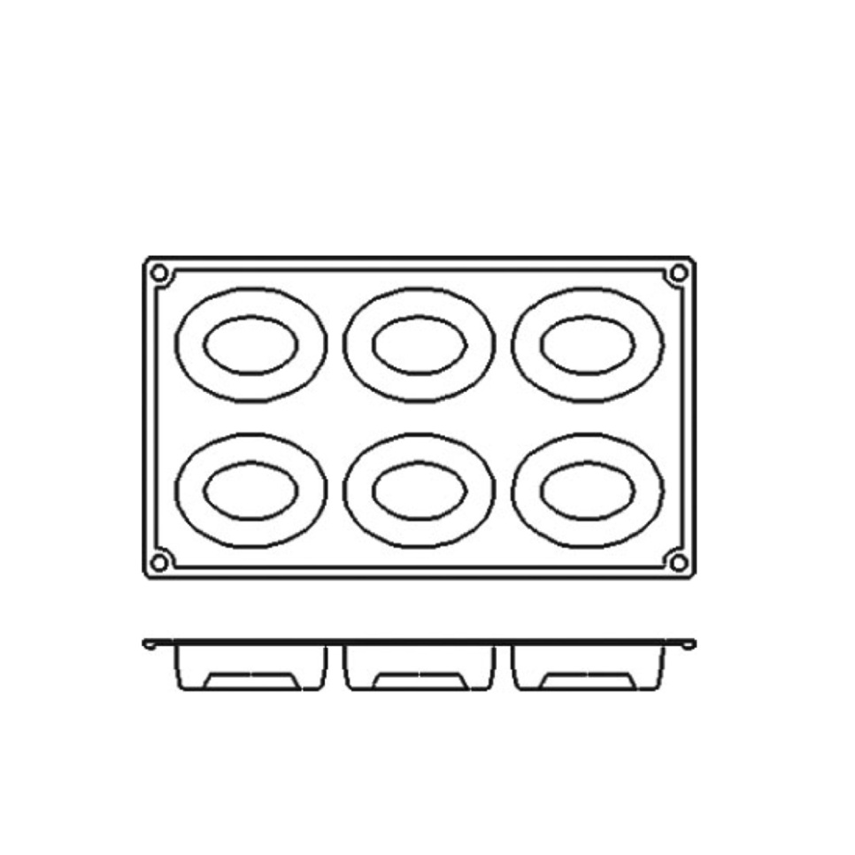 Moule à pâtisserie en silicone, savarin ovale, 6 pcs - Pavoni