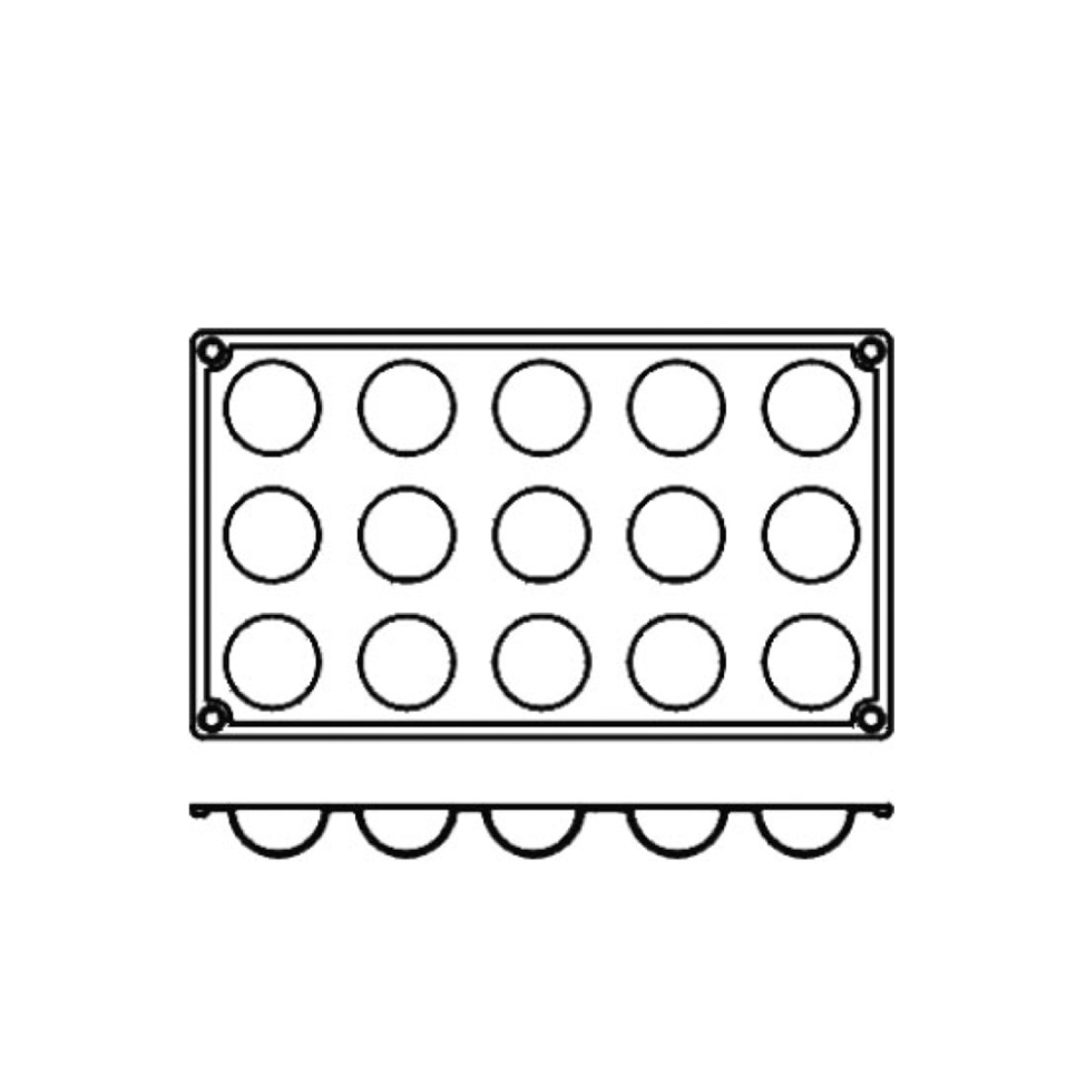 Moule à pâtisserie en silicone, demi-sphère, 15 pcs - Pavoni