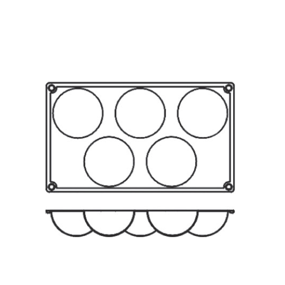 Moule à pâtisserie en silicone, demi-sphère, 5 pcs - Pavoni