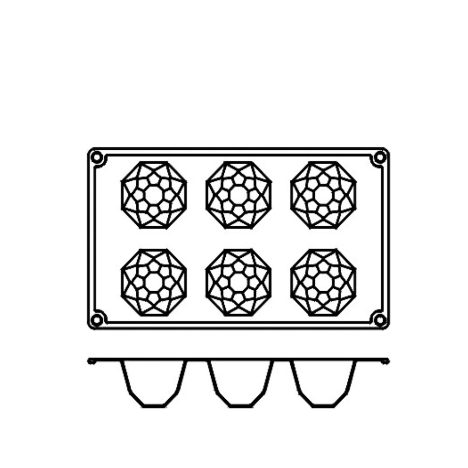Moule à pâtisserie en silicone, diamant, 6 pcs - Pavoni