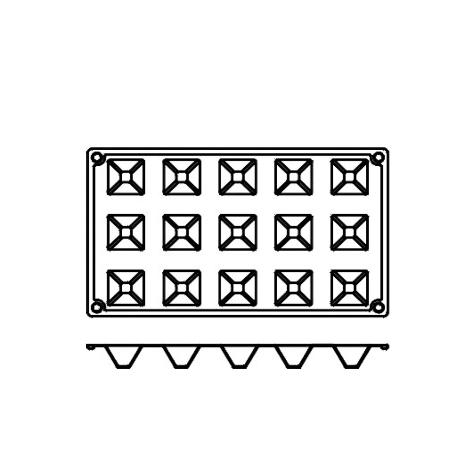 Moule à pâtisserie en silicone, petite pyramide, 15 pcs - Pavoni