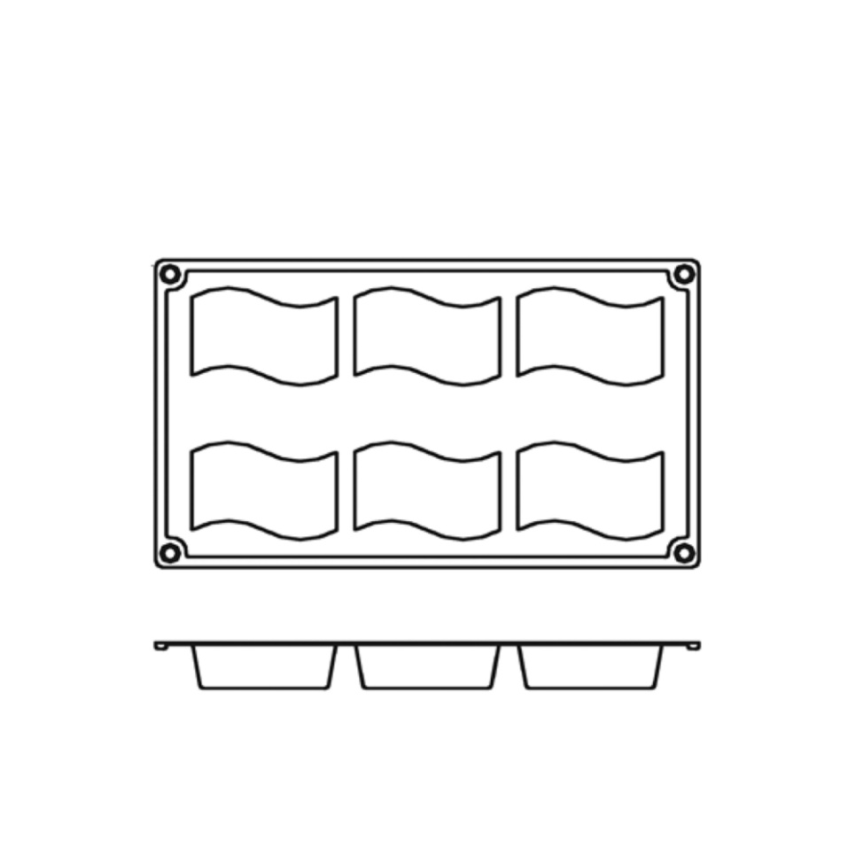Moule à pâtisserie en silicone, rectangle oscillant, 6 pcs - Pavoni