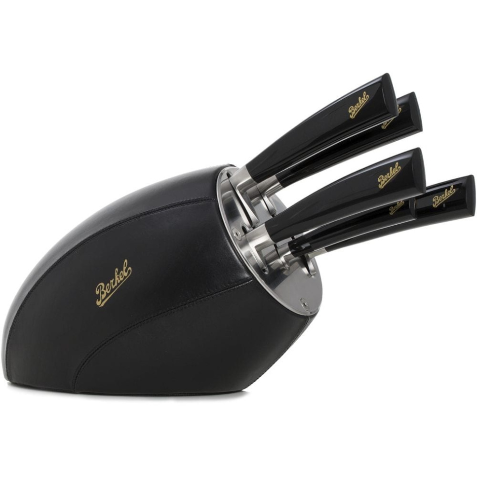 Bloc à couteaux en cuir avec cinq couteaux, Elegance Black - Berkel dans le groupe Cuisine / Couteaux de cuisine / Rangement pour couteaux / Bloc à couteaux l\'adresse The Kitchen Lab (1870-24014)