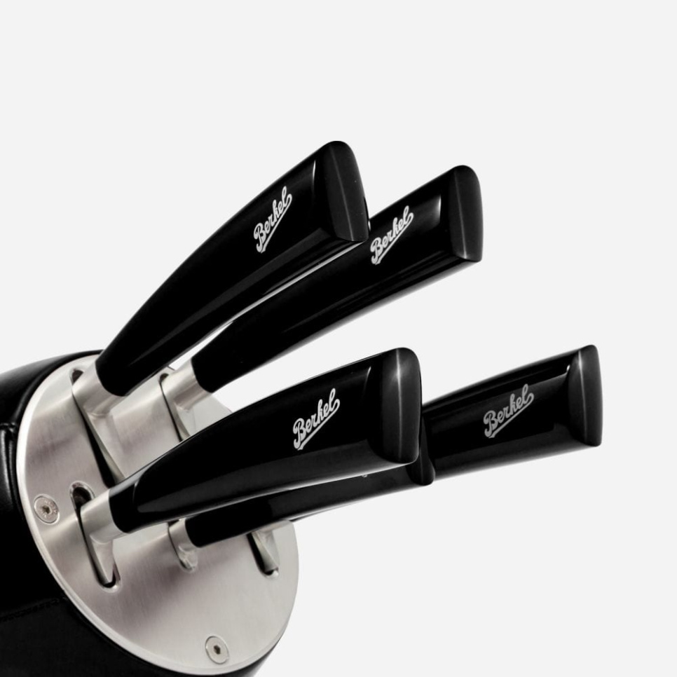 Bloc à couteaux en cuir avec cinq couteaux, Elegance Black - Berkel