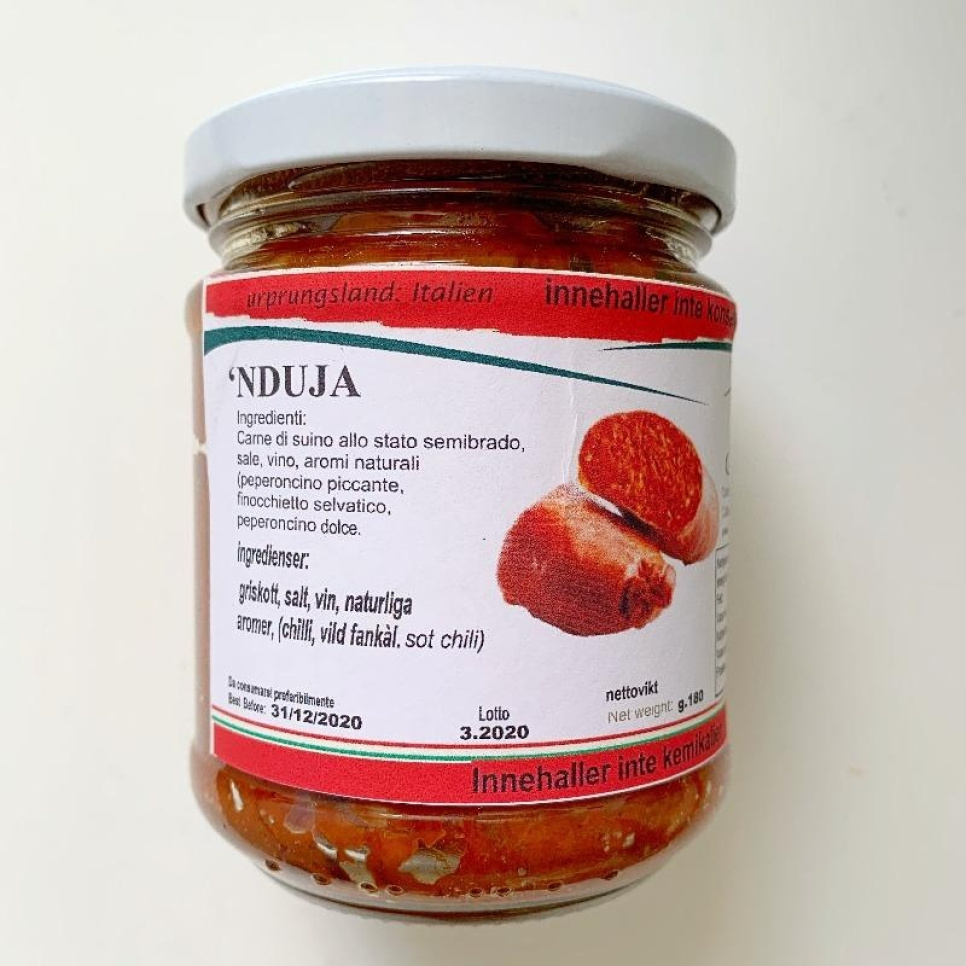 Nduja de porcs fermiers, 180gr - Fattoria de Lillas dans le groupe Cuisine / Autour du monde l\'adresse The Kitchen Lab (2022-25691)