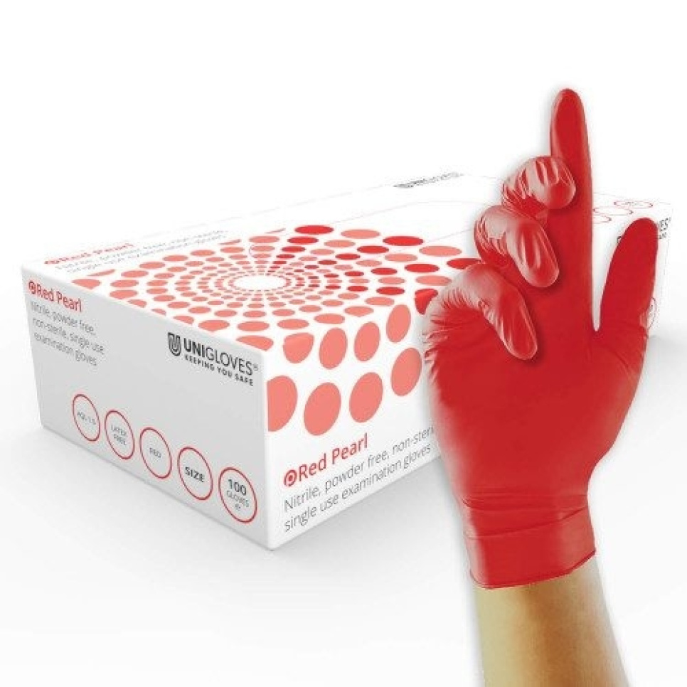 Gant nitrile, rouge, pack de 100 - Unigloves dans le groupe Cuisine / Ustensiles de cuisine / Mise en place l\'adresse The Kitchen Lab (2047-26257)